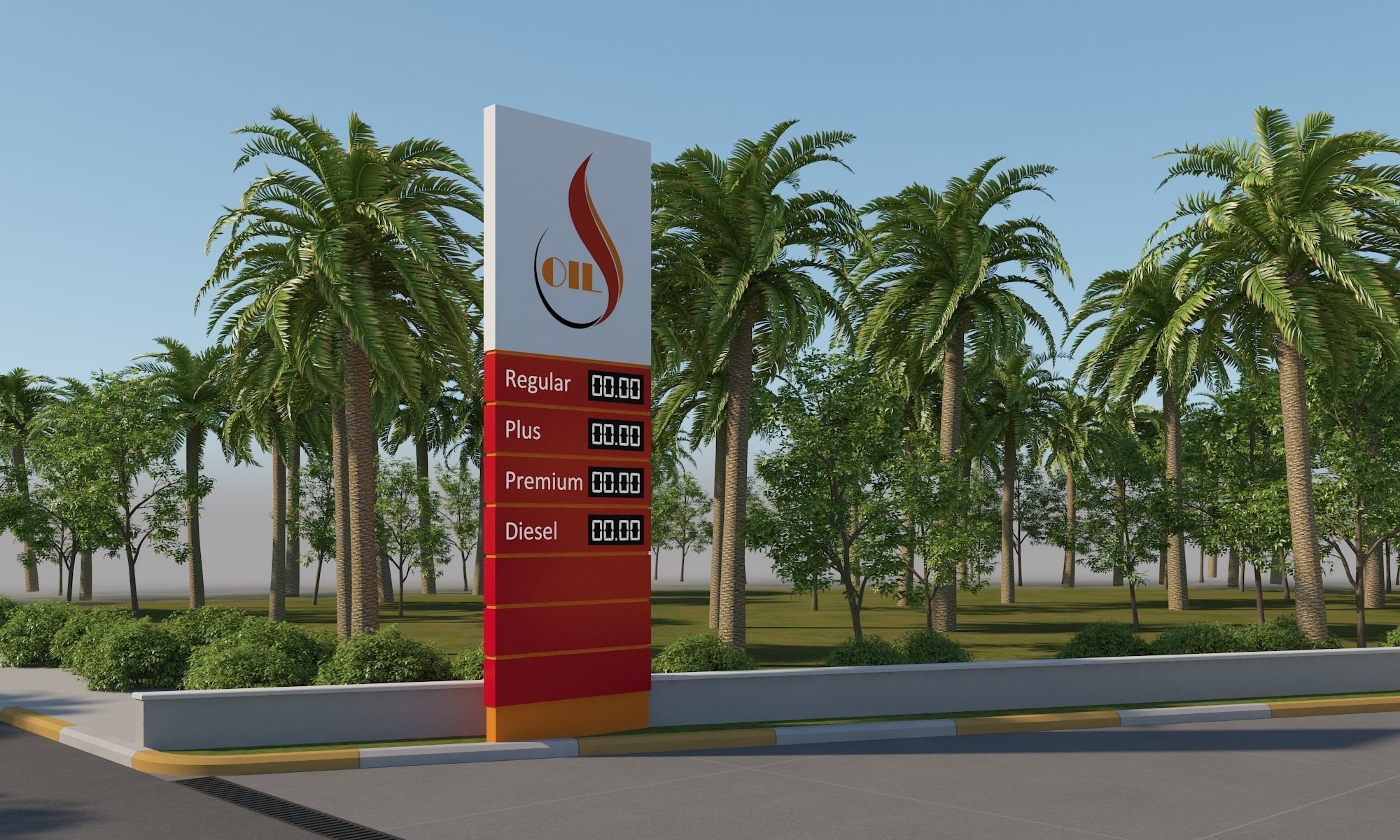 Gas Station Scene 3D model_7