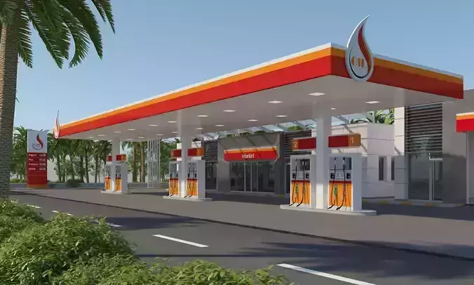 Gas Station Scene 3D model