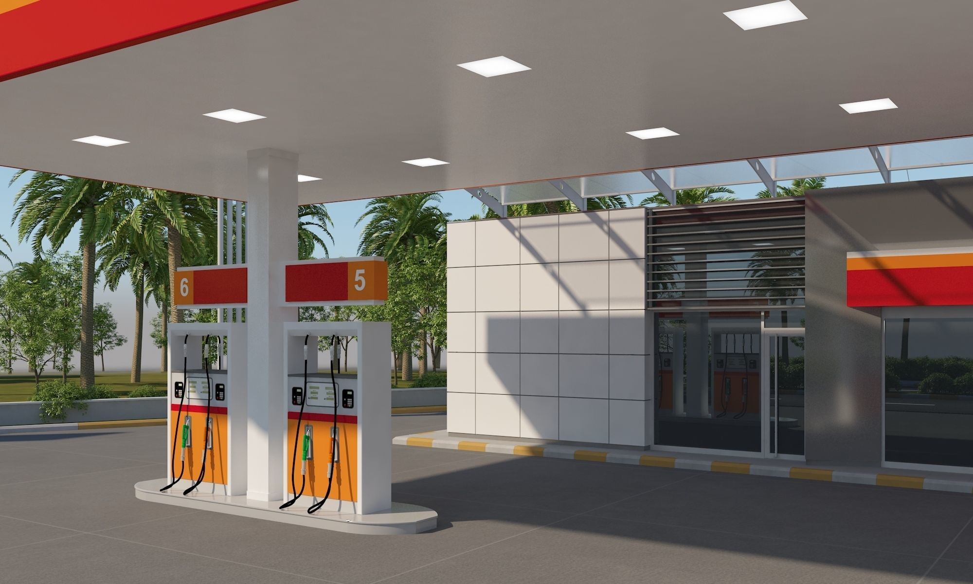 Gas Station Scene 3D model_6