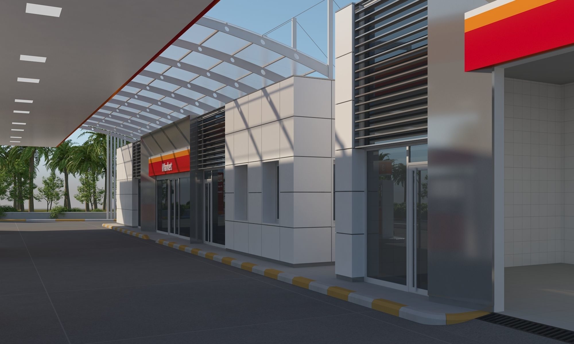 Gas Station Scene 3D model_4