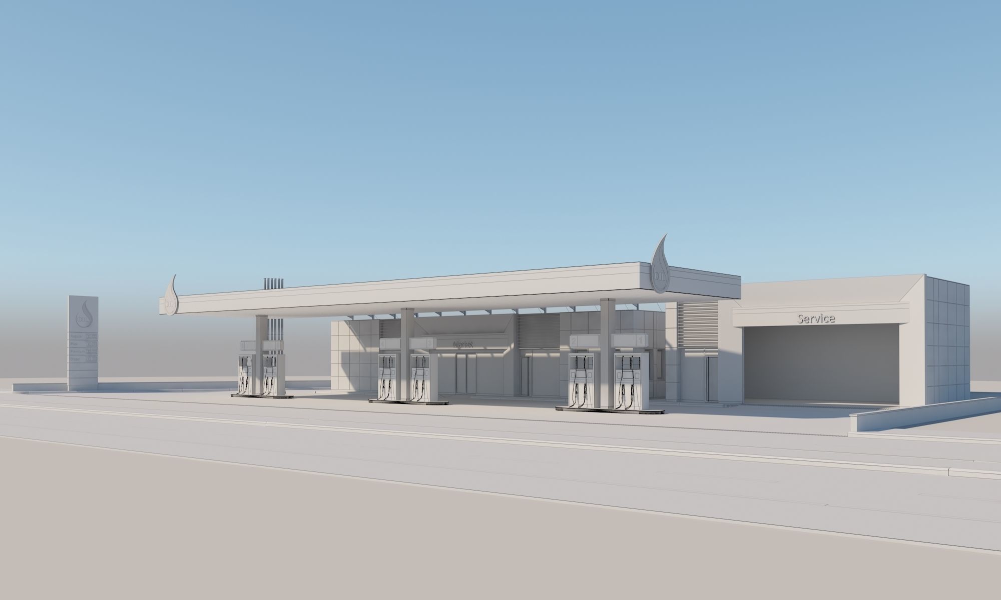 Gas Station Scene 3D model_10