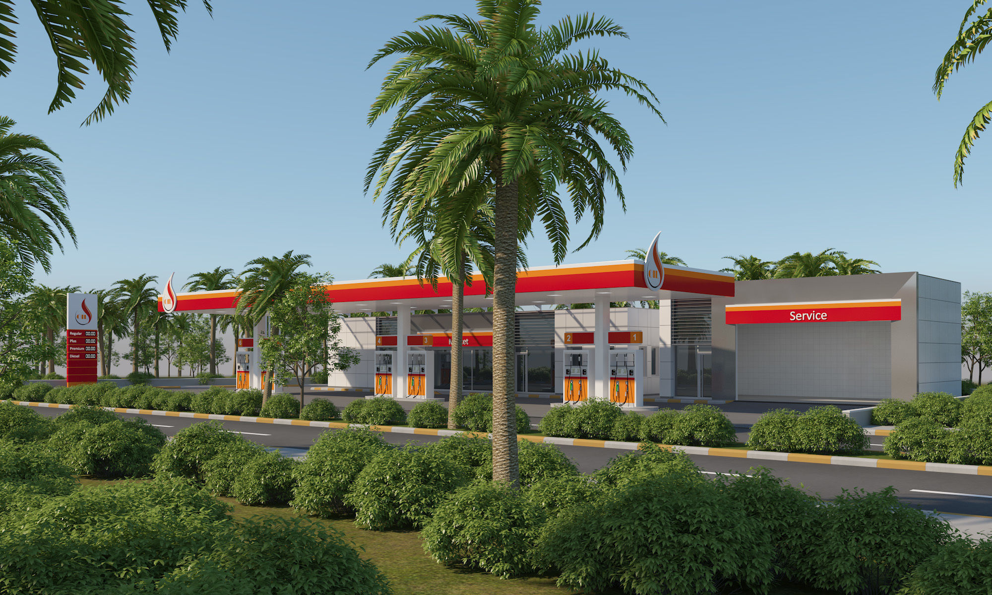 Gas Station Scene 3D model_2