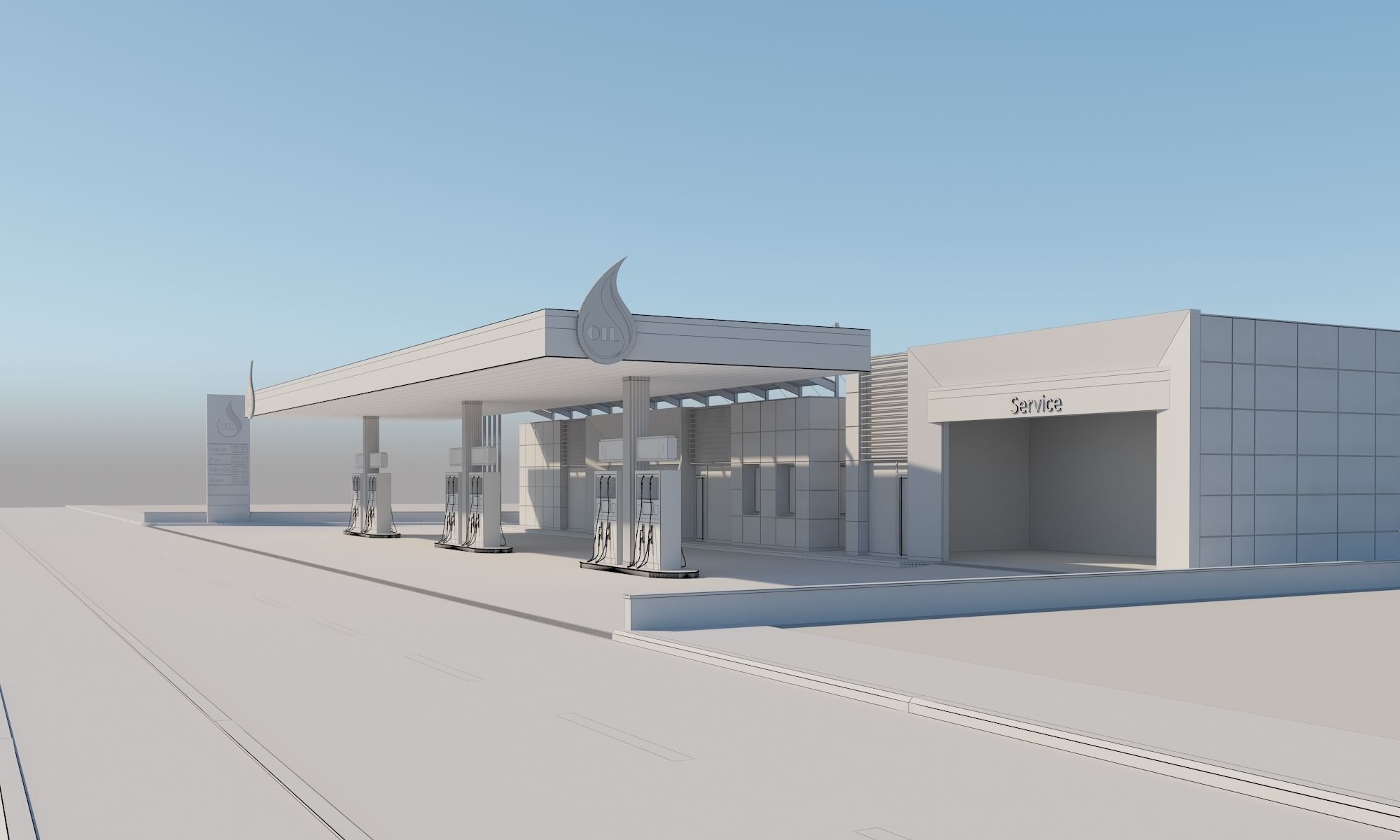 Gas Station Scene 3D model_9
