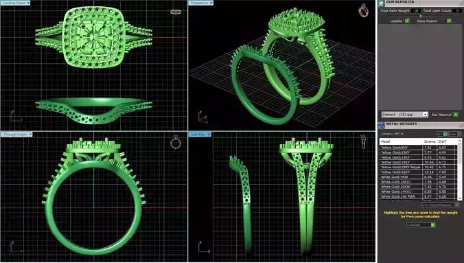 RBHCS1-d rose gold diamond halo bridal ring set