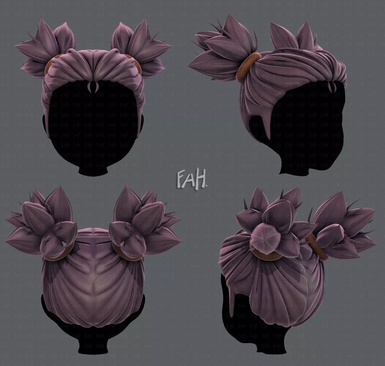 3D Hair style for girl V41 Low-poly 3D model_0