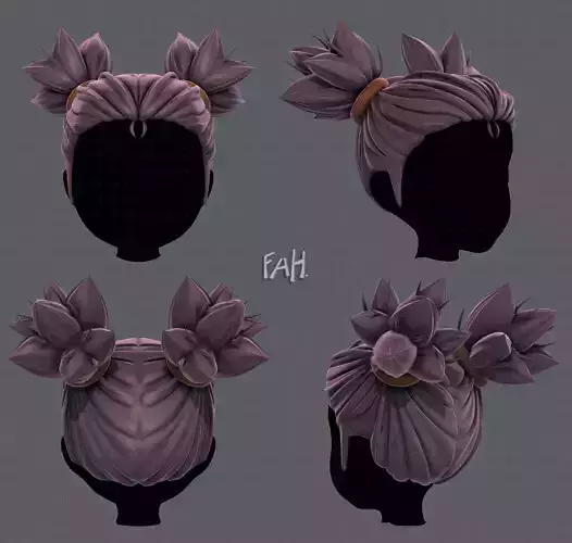 3D Hair style for girl V41 Low-poly 3D model
