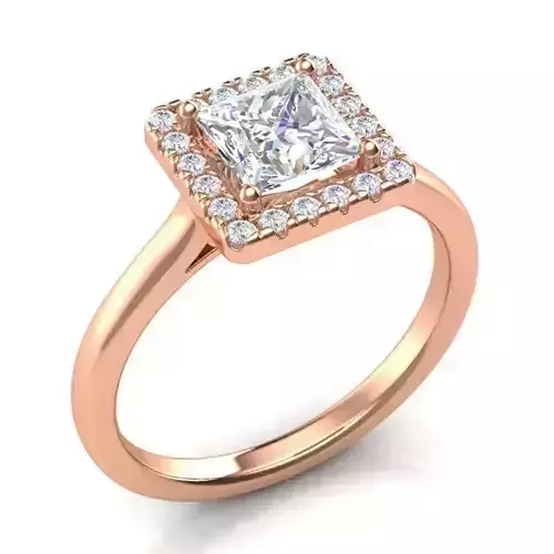 DSX8a princess cut diamond halo engagement ring in gold