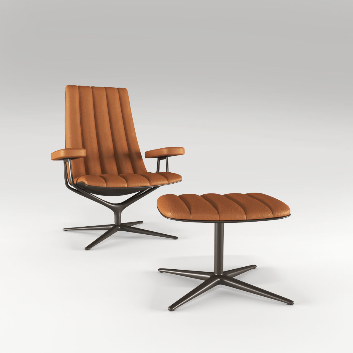 Armchair and tabouret Healey Lounge from Walter Knoll 3D model_2