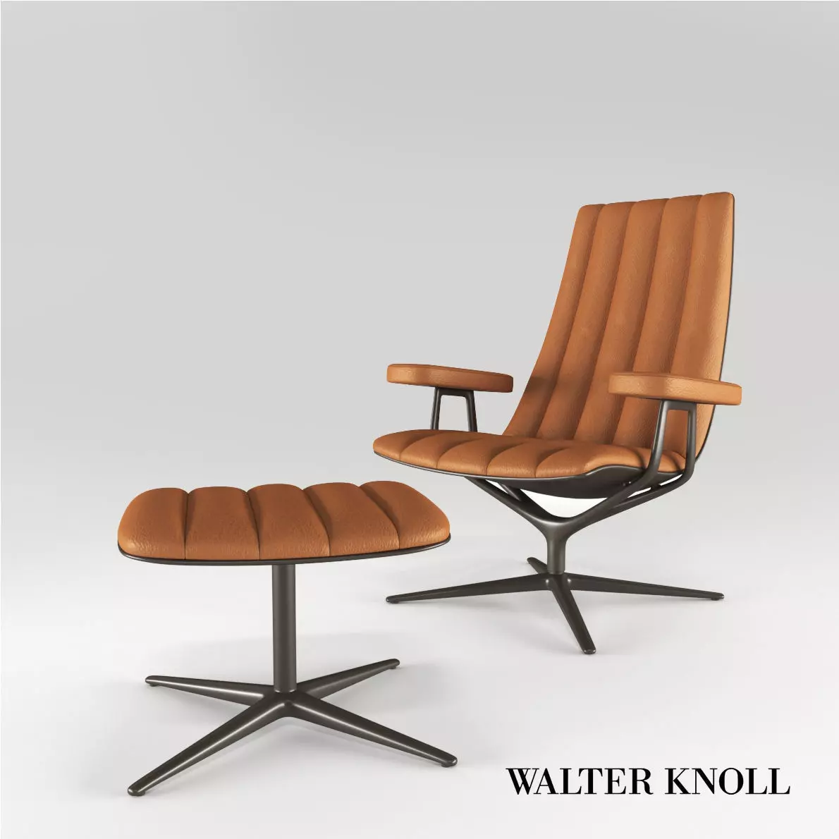 Armchair and tabouret Healey Lounge from Walter Knoll 3D model_0
