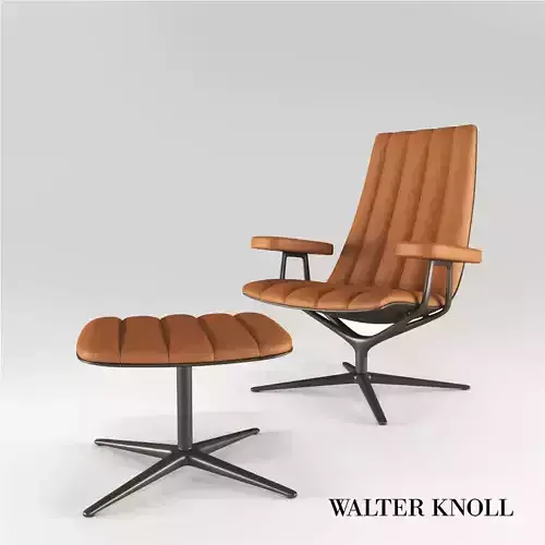 Armchair and tabouret Healey Lounge from Walter Knoll 3D model