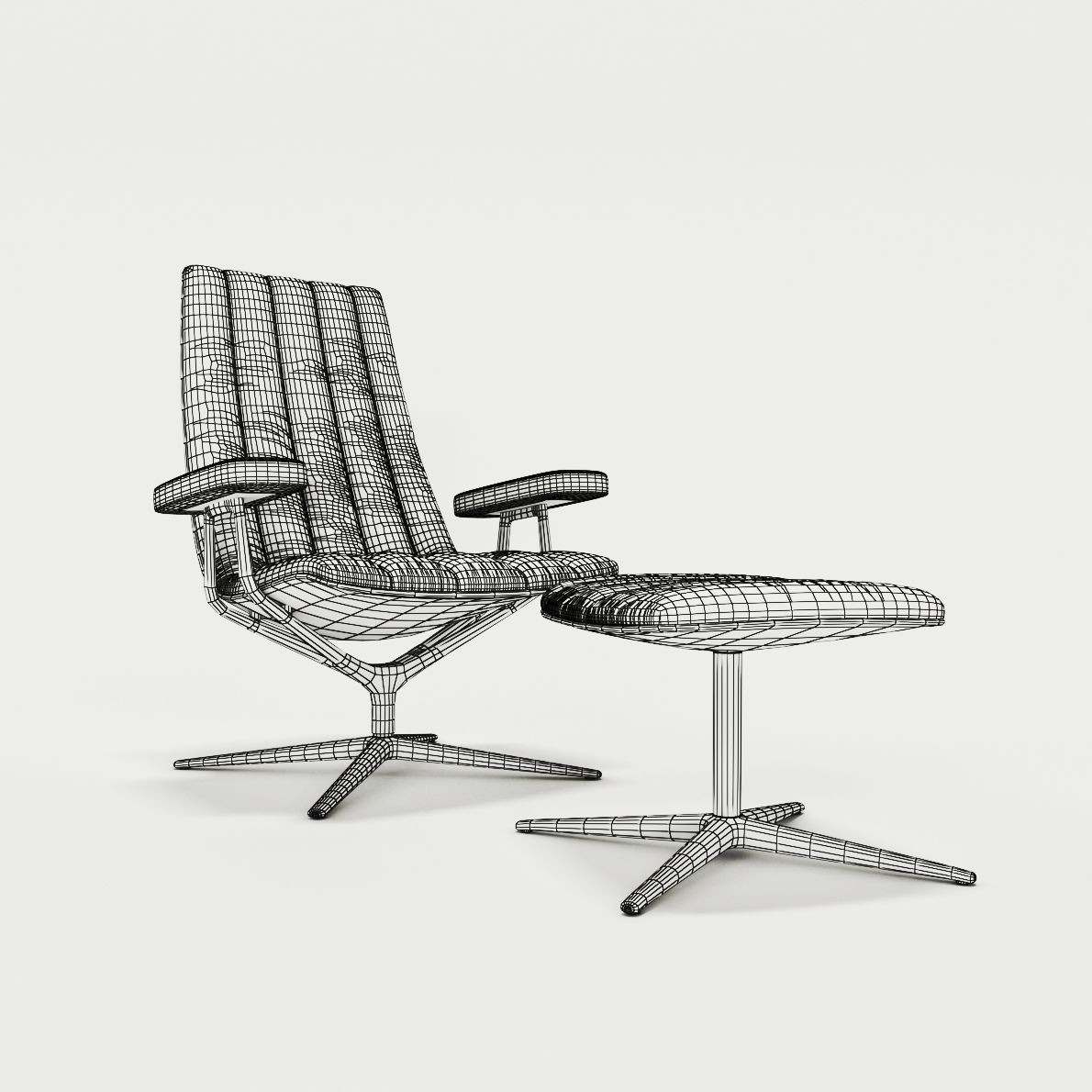 Armchair and tabouret Healey Lounge from Walter Knoll 3D model_3