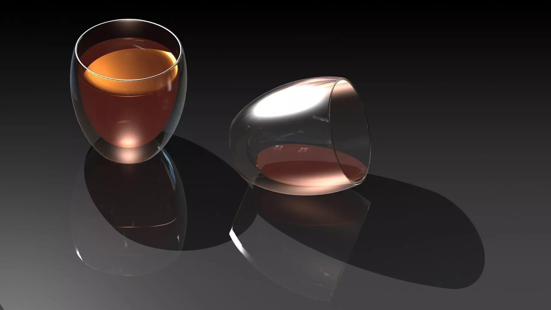 Glass two glasses with liquid inside 3D model_0