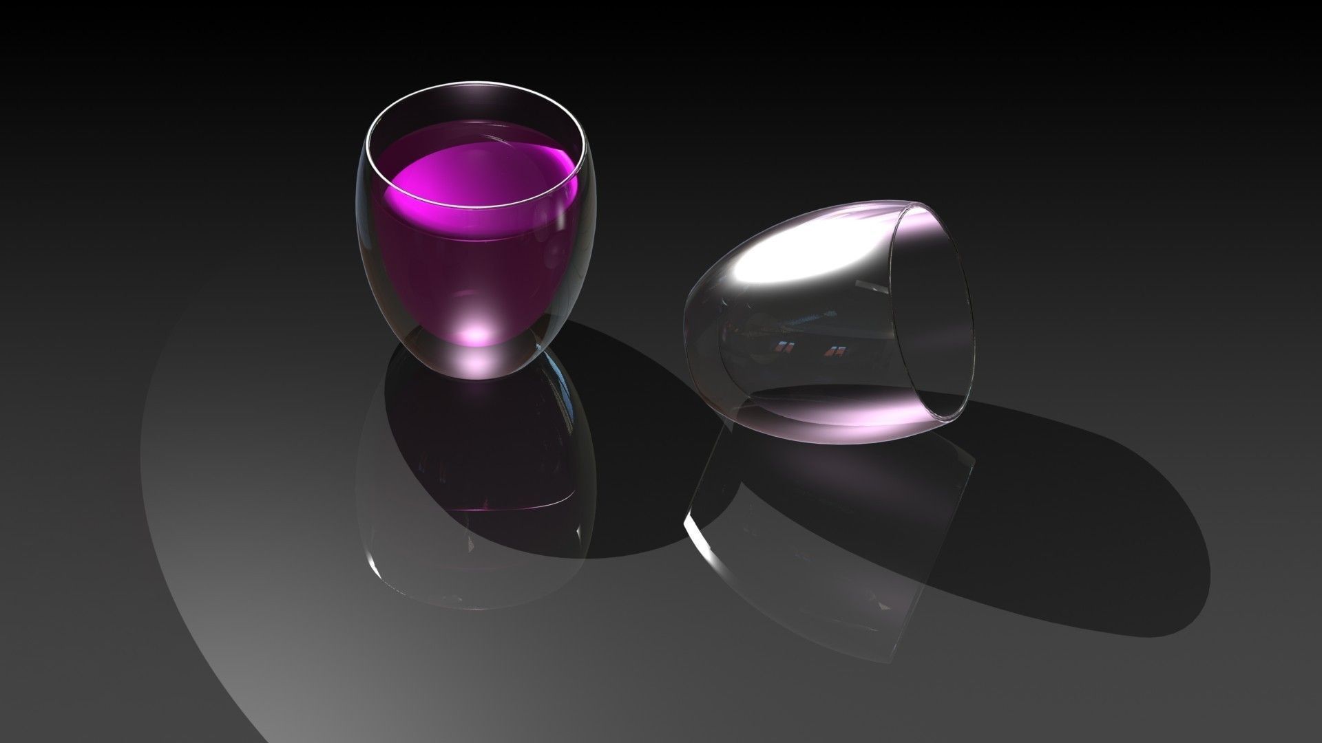 Glass two glasses with liquid inside 3D model_1