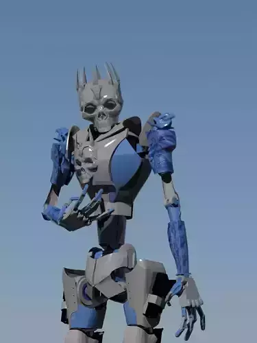 Robot humanoid with skull 3D model