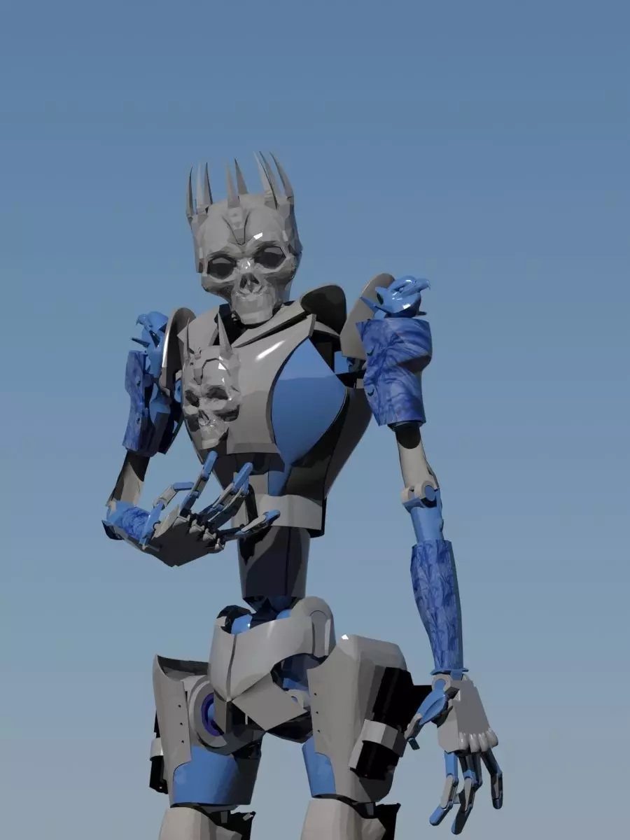 Robot humanoid with skull 3D model
