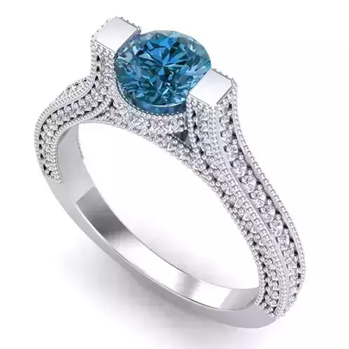 Vintage-3570A4 R sapphire and diamond engagement ring 3D print model