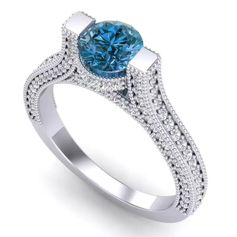 Vintage-3570A4 R sapphire and diamond engagement ring 3D print model_0