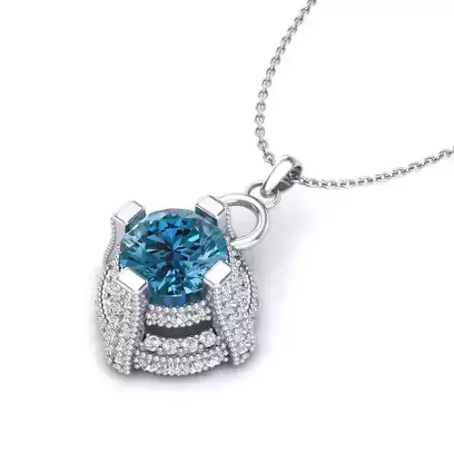 Vintage-3570A4 N topaz pendant with diamonds