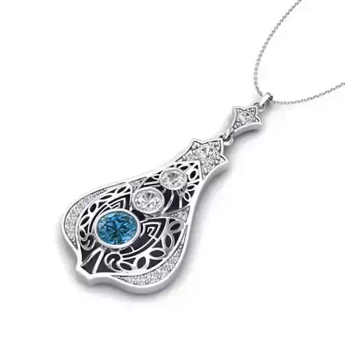 Vintage-3569A4 N filigree topaz pendant