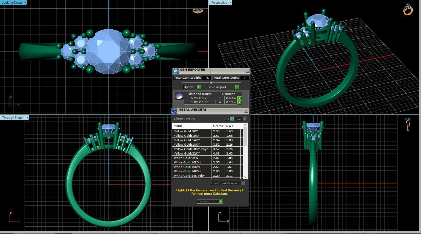 Vintage-3568A4 R topaz and diamond engagement ring 3D print model_5