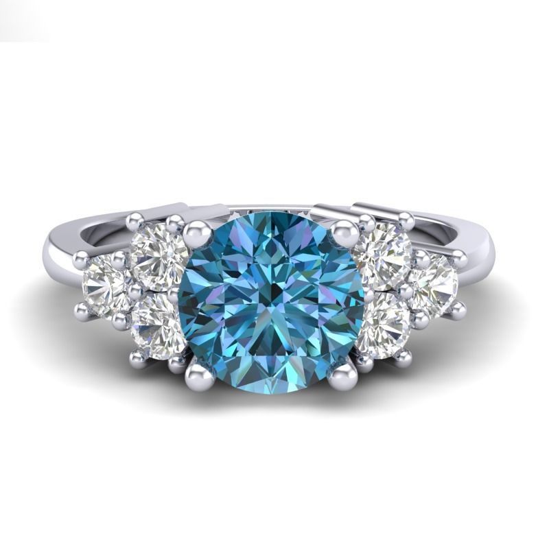 Vintage-3568A4 R topaz and diamond engagement ring 3D print model_1