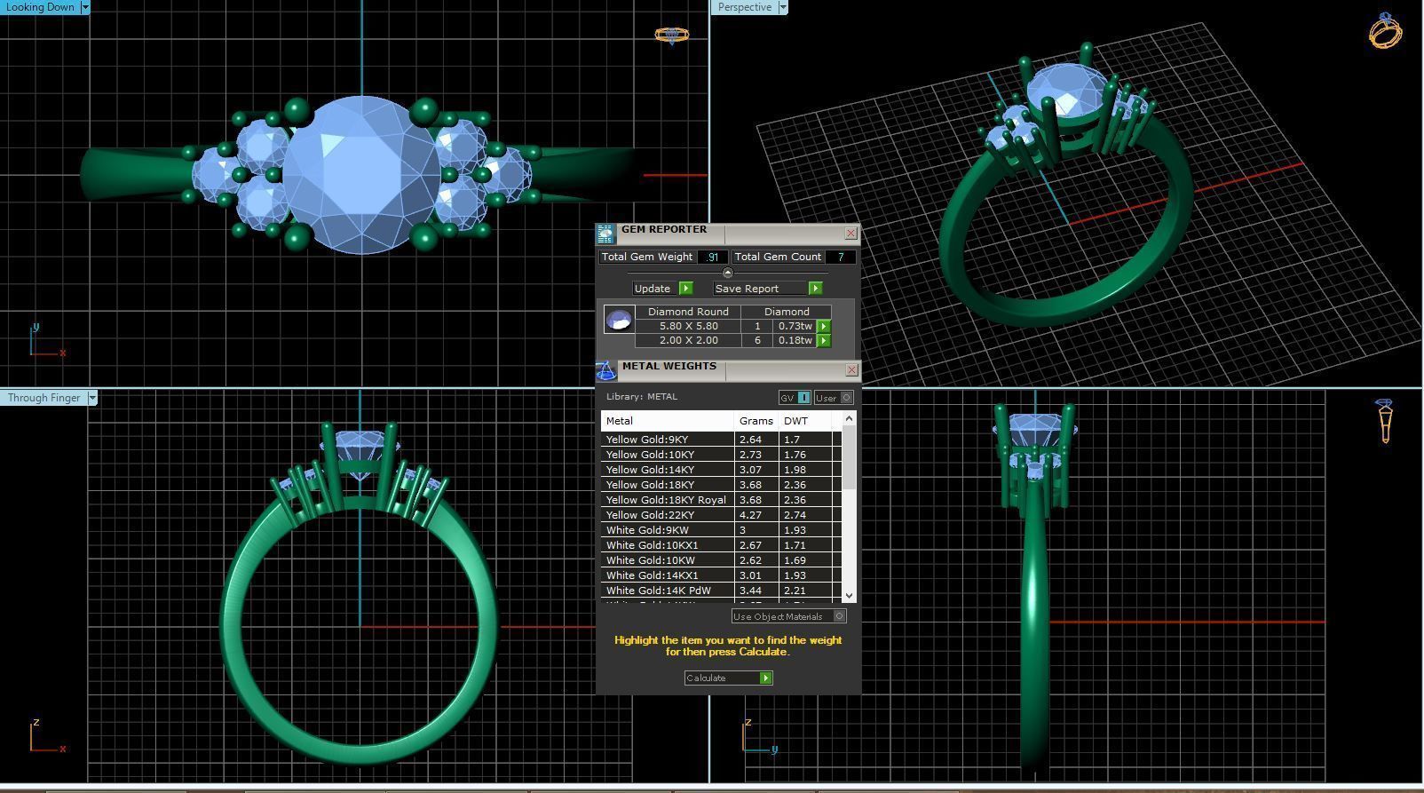 Vintage-3568A4 R topaz and diamond engagement ring 3D print model_8