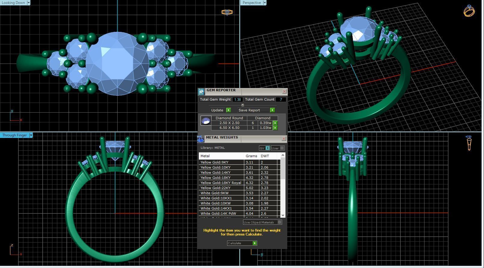 Vintage-3568A4 R topaz and diamond engagement ring 3D print model_2
