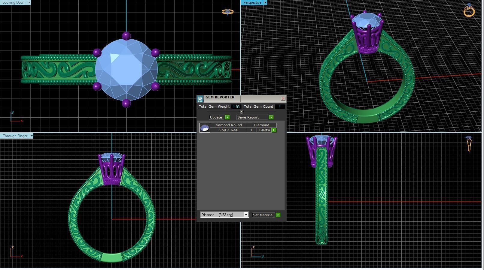 Vintage-3567A4 R ornate diamond engagement ring 3D print model_2
