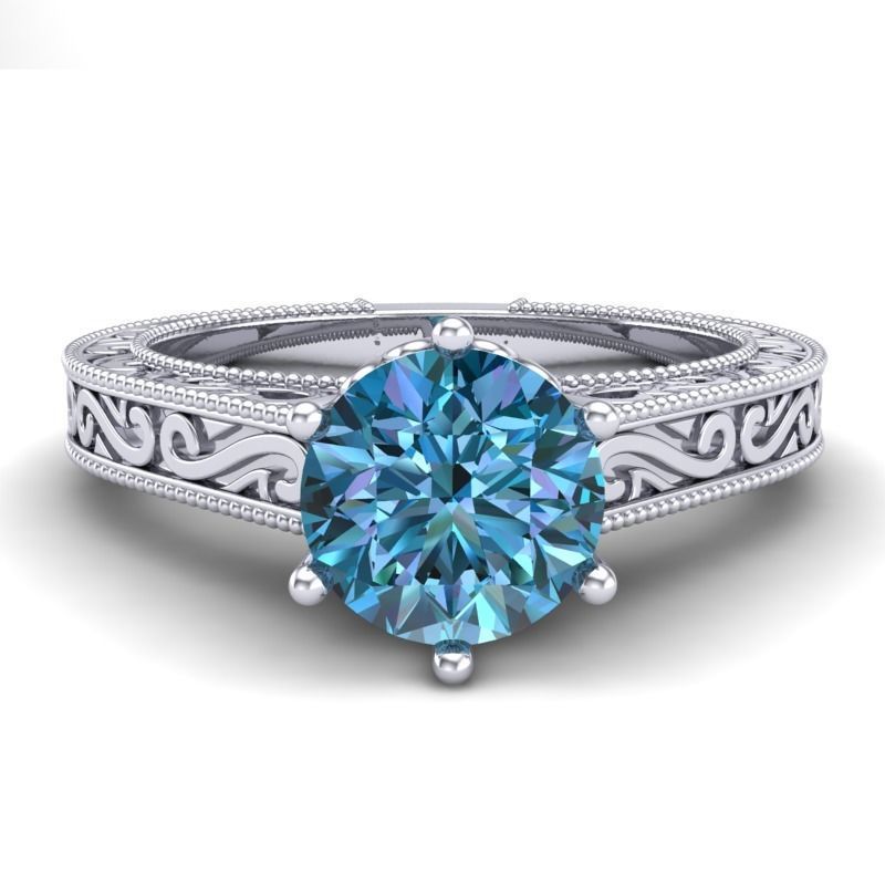 Vintage-3567A4 R ornate diamond engagement ring 3D print model_1