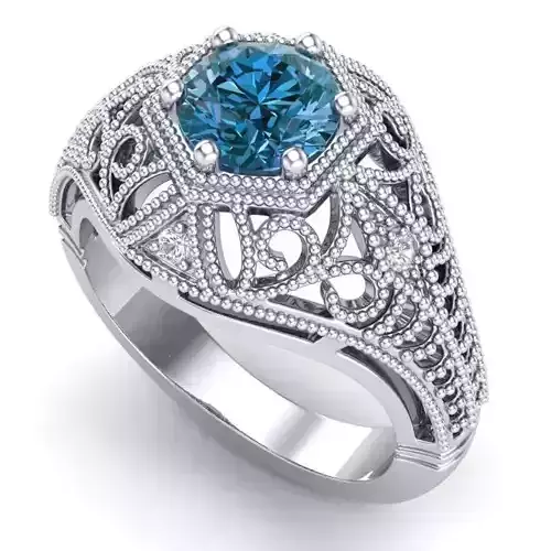 Vintage-3566A4 R sapphire and diamond engagement ring 3D print model