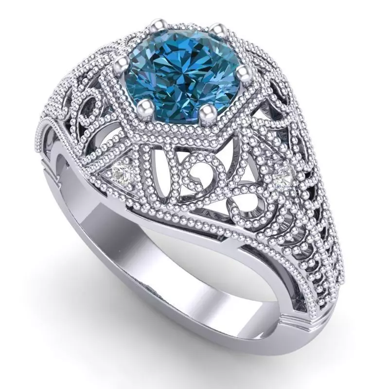 Vintage-3566A4 R sapphire and diamond engagement ring 3D print model_0