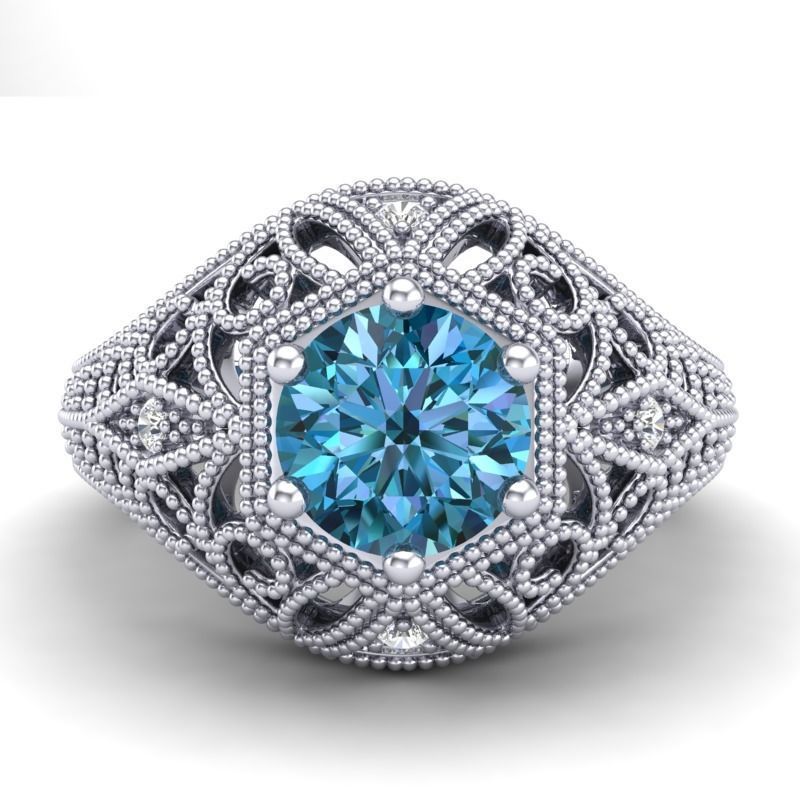 Vintage-3566A4 R sapphire and diamond engagement ring 3D print model_1