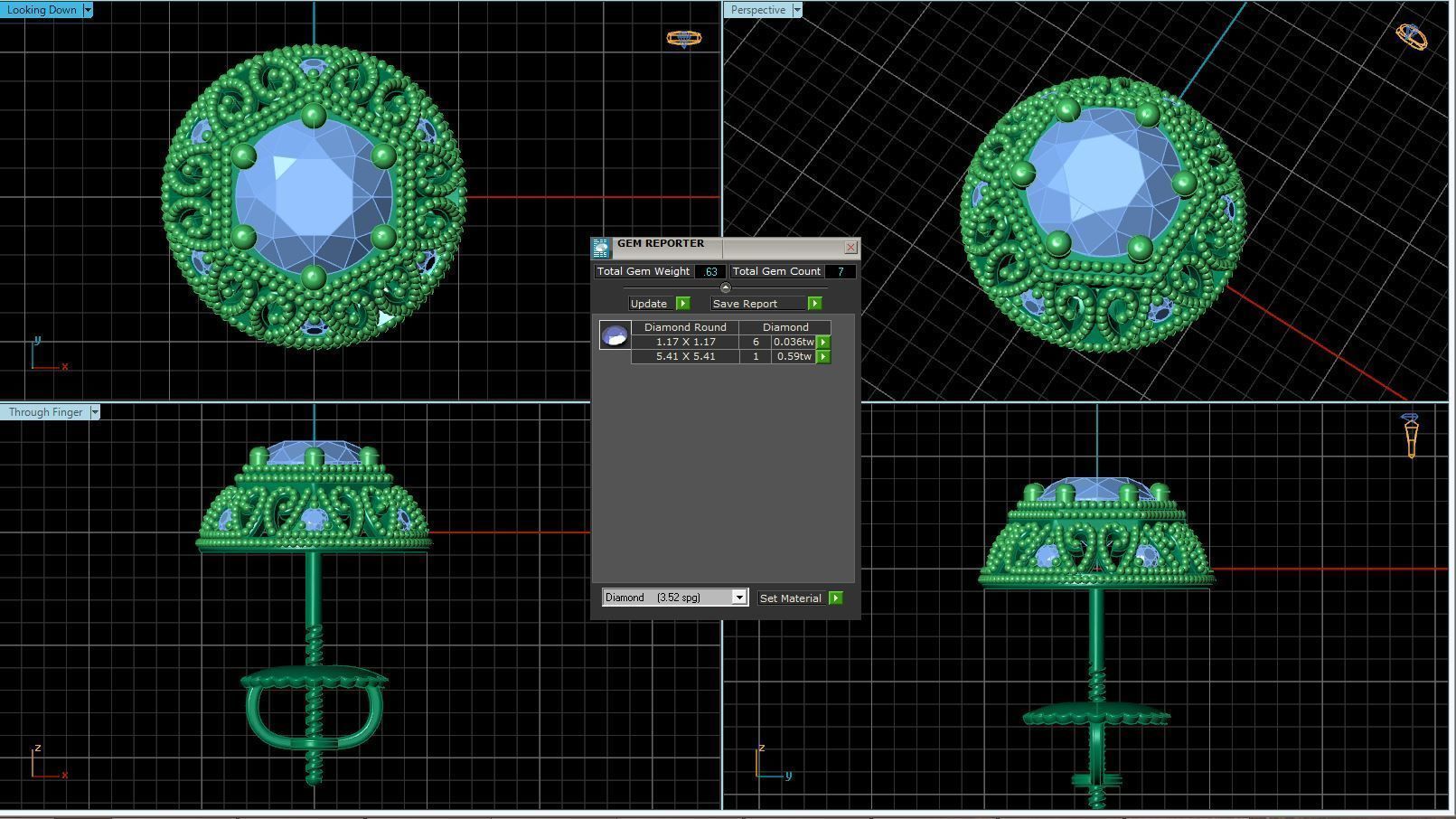Vintage-3566A4 E topaz and diamond stud earrings 3D print model_3