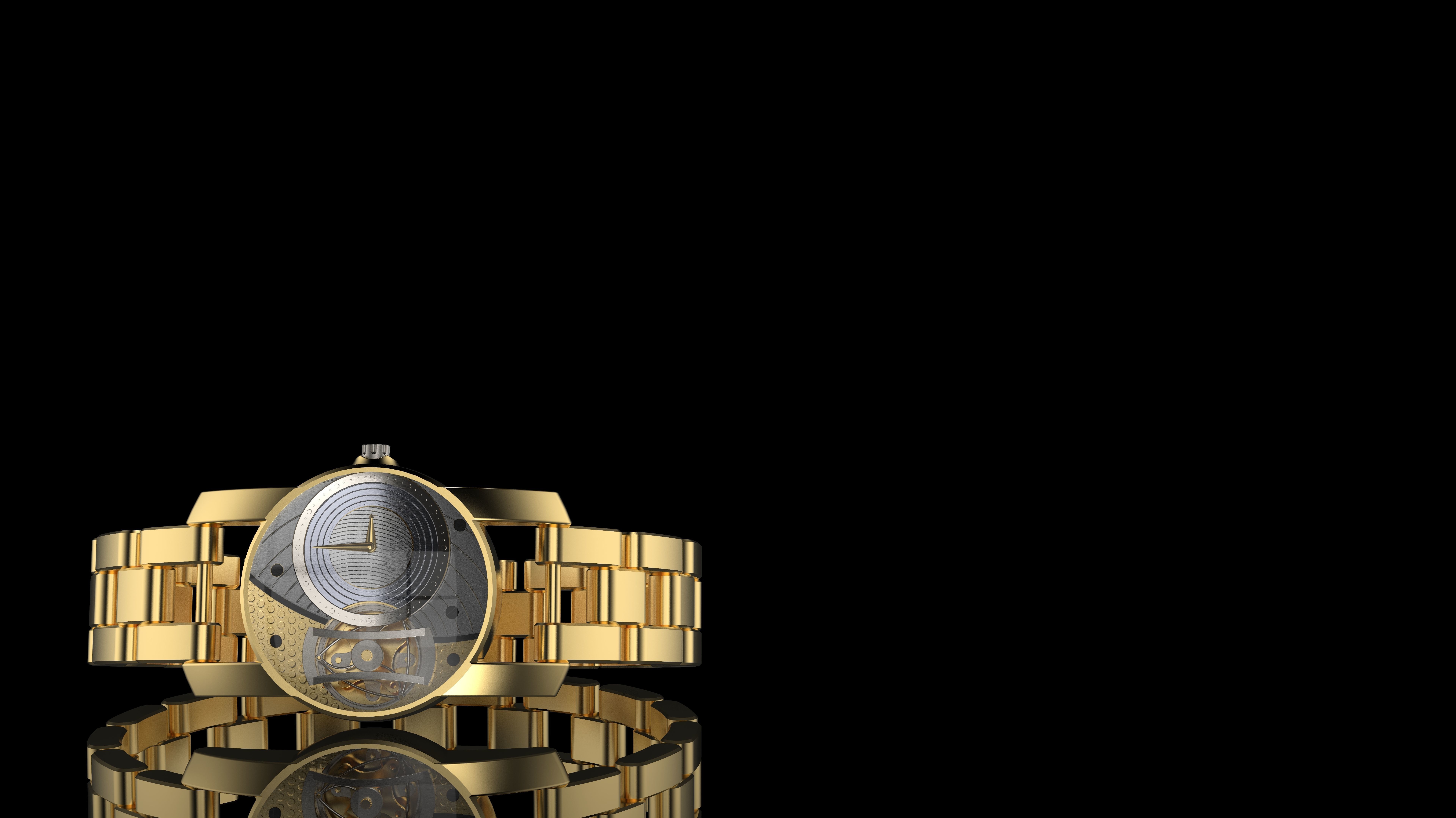 gold premium watch  3D model_1