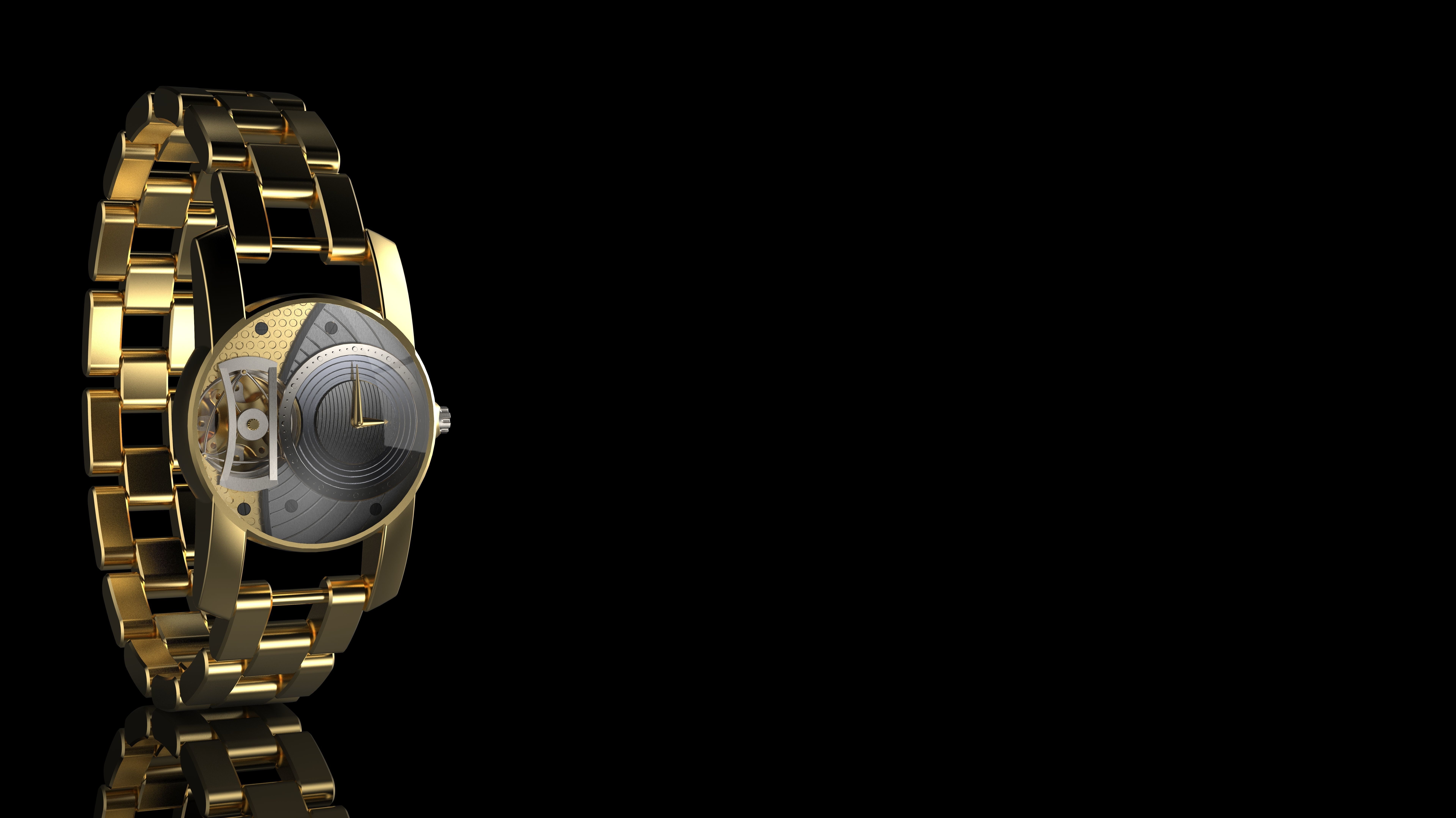 gold premium watch  3D model_4