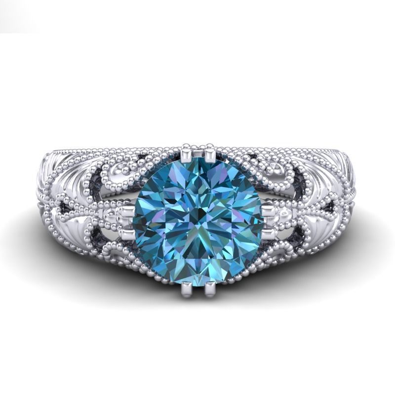 Vintage-3565A4 R topaz engagement ring 3D print model_1