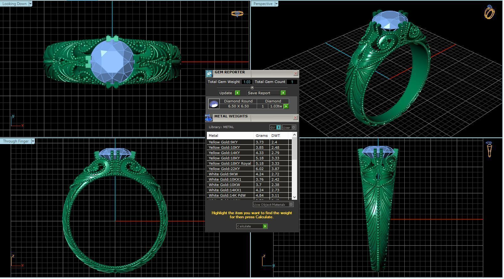 Vintage-3565A4 R topaz engagement ring 3D print model_2
