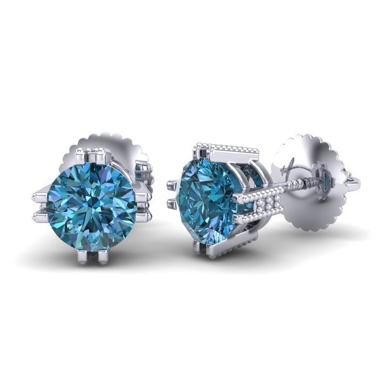 Vintage-3565A4 E two diamond stud earrings 3D print model_1