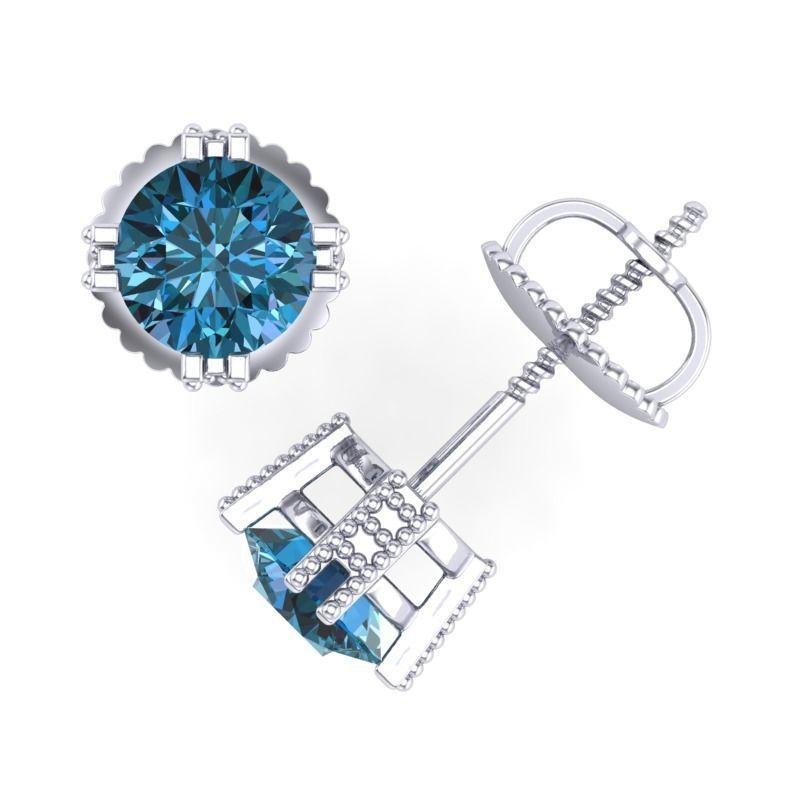 Vintage-3565A4 E two diamond stud earrings 3D print model_2