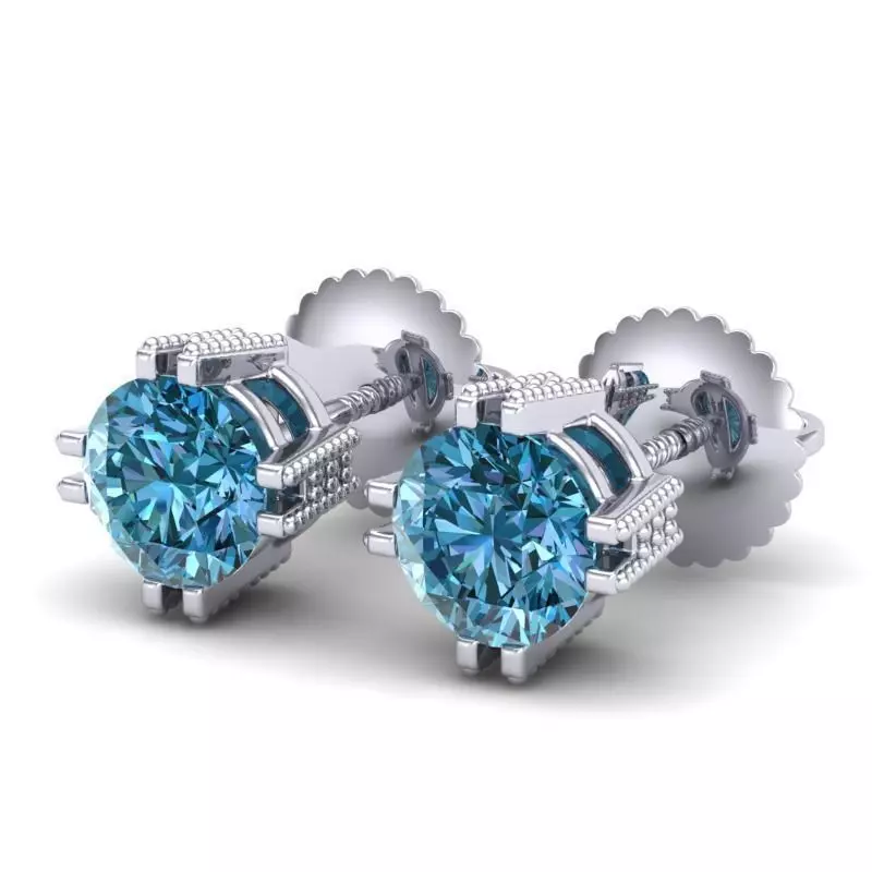 Vintage-3565A4 E two diamond stud earrings 3D print model_0