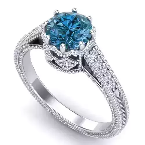 Vintage-3564A4 R sapphire and diamond engagement ring 3D print model