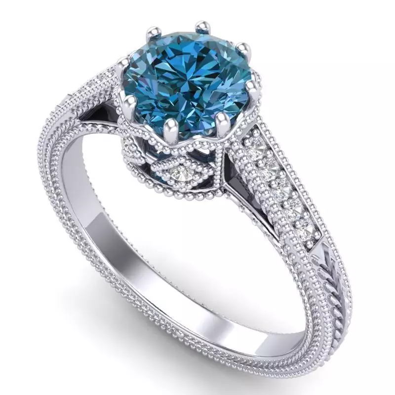 Vintage-3564A4 R sapphire and diamond engagement ring 3D print model_0