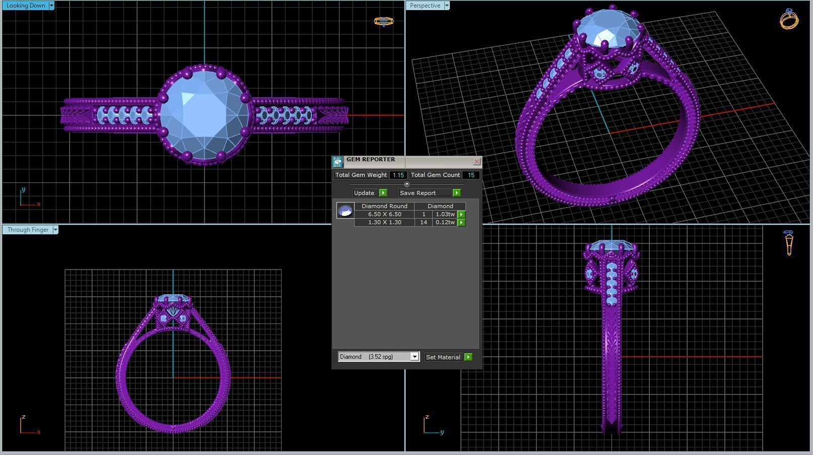 Vintage-3564A4 R sapphire and diamond engagement ring 3D print model_2