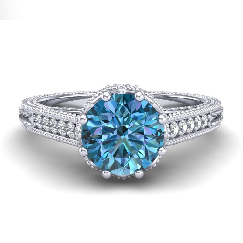 Vintage-3564A4 R sapphire and diamond engagement ring 3D print model_1