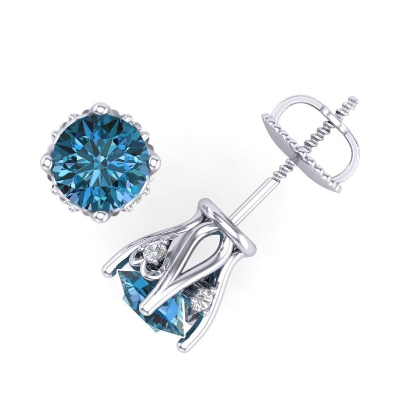 Vintage-3581A4 E topaz stud earrings 3D print model_2