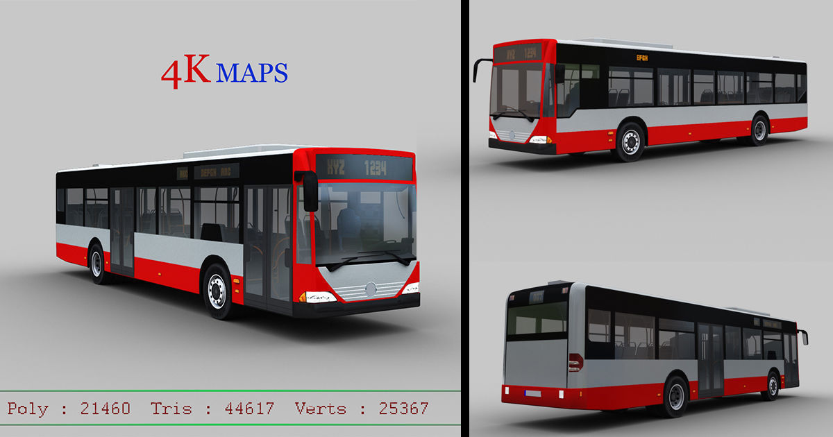 Mercedes Benz Citaro O530  Bus with Lowpoly interior  Low-poly 3D model_4