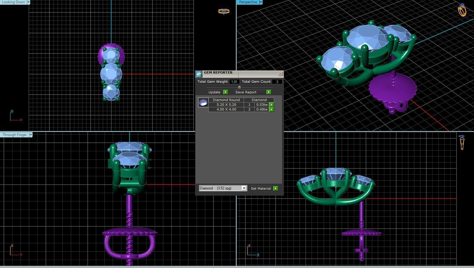 Vintage-3580A4 E sapphire and diamond hoop earrings 3D print model_3