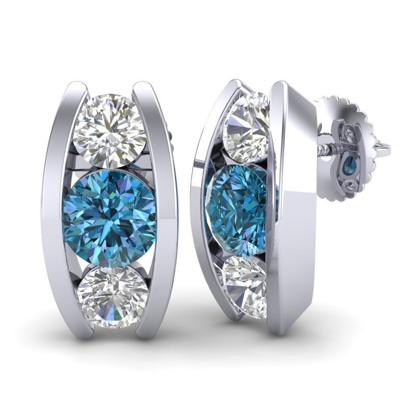 Vintage-3580A4 E sapphire and diamond hoop earrings 3D print model_1