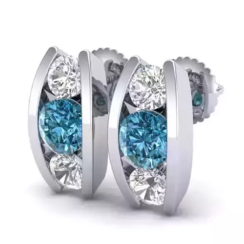 Vintage-3580A4 E sapphire and diamond hoop earrings 3D print model