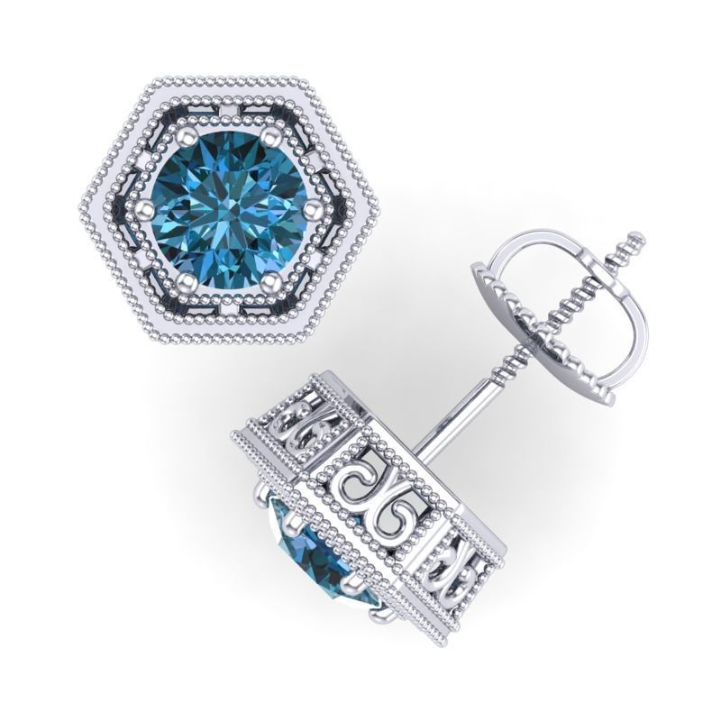 Vintage-3563A4 E pair of topaz stud earrings 3D print model_2